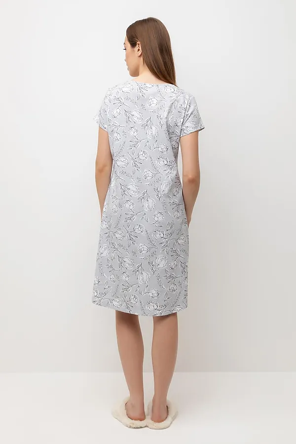 Сорочка VERY NEAT, светло-серый,нежные цветы - фото 2