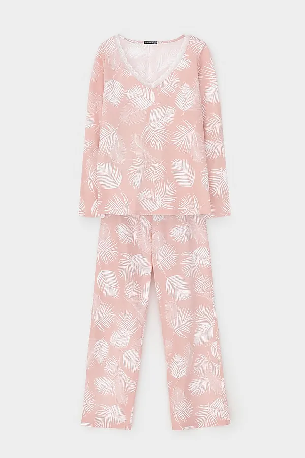 Пижама VERY NEAT, дымчатая роза,листья пальмы - фото 2