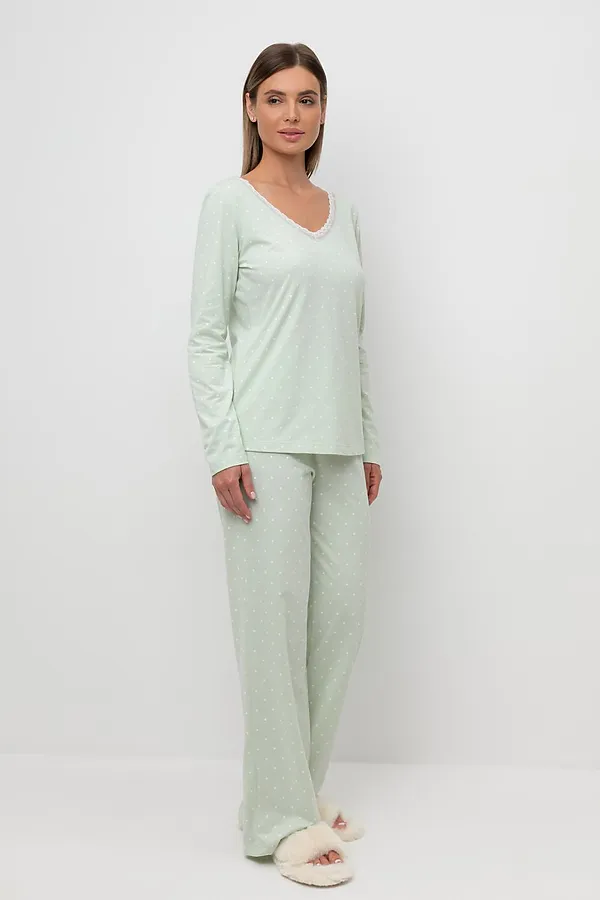 Пижама VERY NEAT, пастельно-зеленый,горошек - фото 2