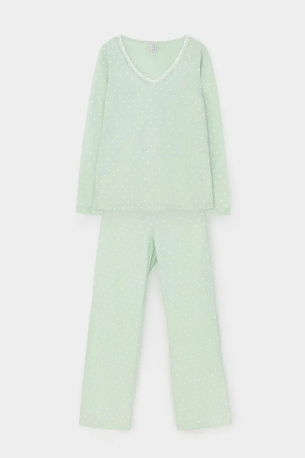 Пижама VERY NEAT, пастельно-зеленый,горошек - фото 2