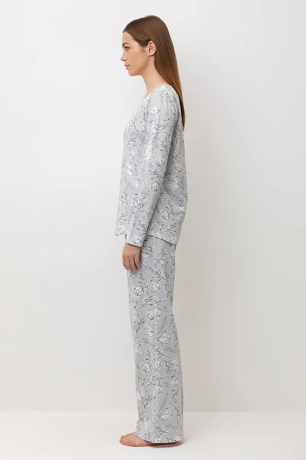 Пижама VERY NEAT, светло-серый,нежные цветы - фото 2