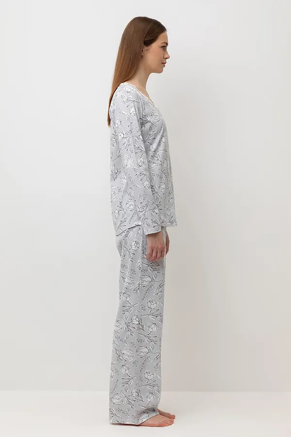 Пижама VERY NEAT, светло-серый,нежные цветы - фото 2