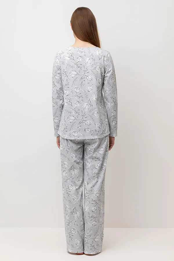 Пижама VERY NEAT, светло-серый,нежные цветы - фото 2