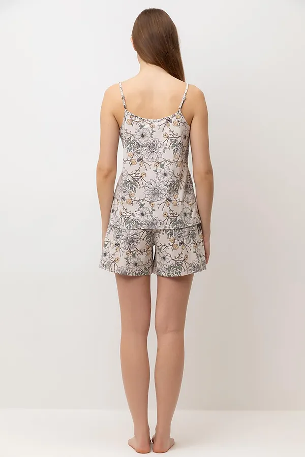 Пижама VERY NEAT, бежевый,крупные цветы - фото 2