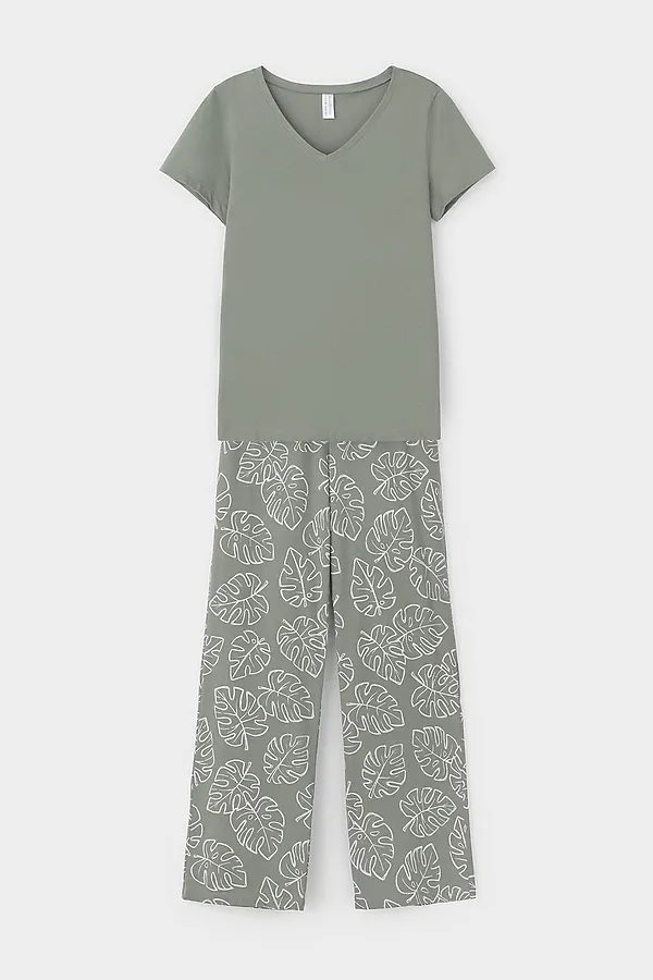 Пижама VERY NEAT, зеленый чай,тропические листья - фото 2