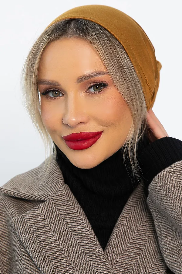 Чалма с резинкой LADY TAIGA, горчичная - фото 2