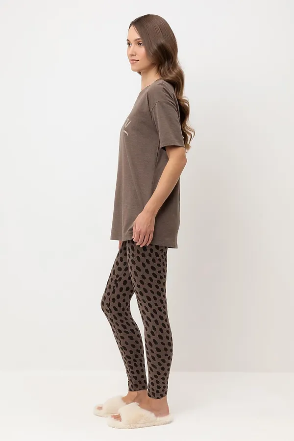 Пижама VERY NEAT, коричневый меланж,пятна сафари - фото 2