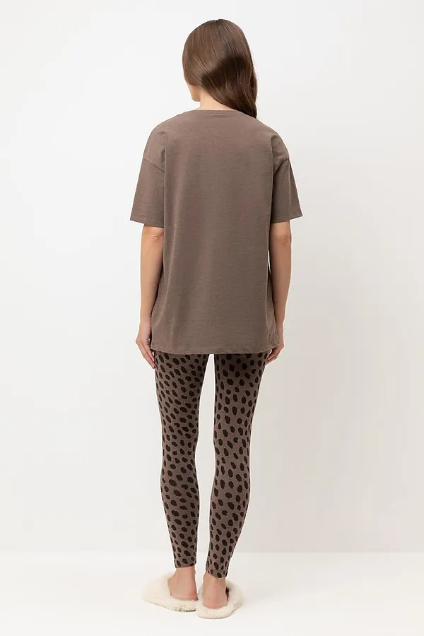 Пижама VERY NEAT, коричневый меланж,пятна сафари - фото 2