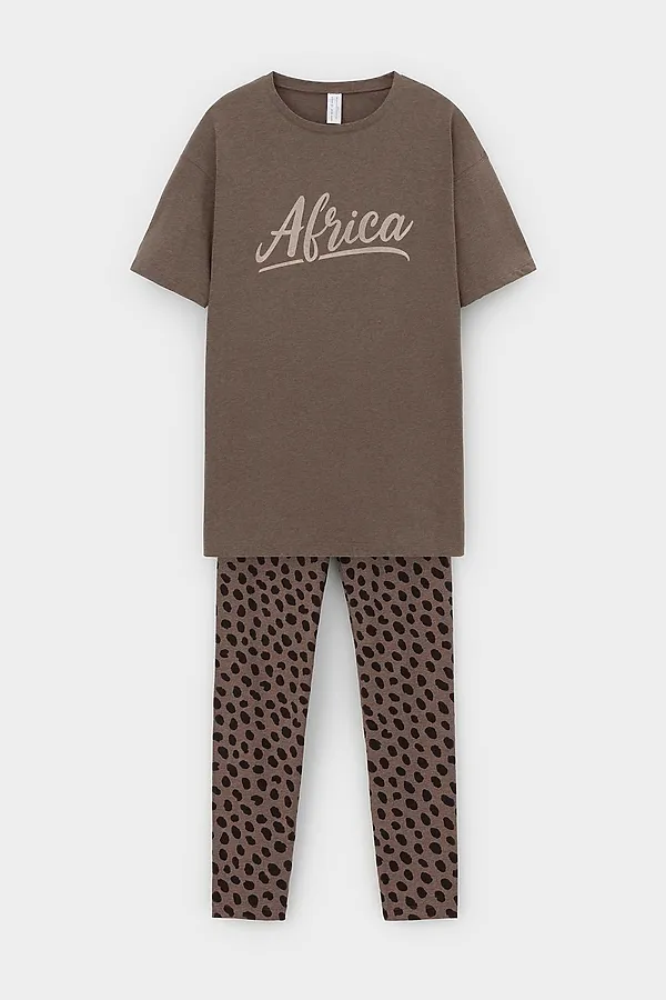 Пижама VERY NEAT, коричневый меланж,пятна сафари - фото 2