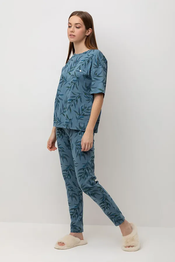Пижама VERY NEAT, голубой мираж,оливковая ветвь - фото 2