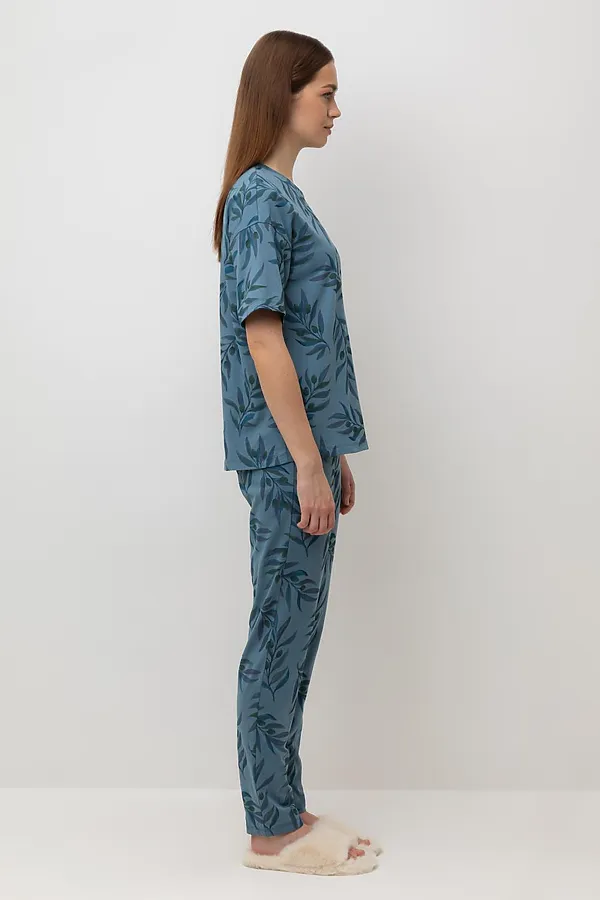 Пижама VERY NEAT, голубой мираж,оливковая ветвь - фото 2