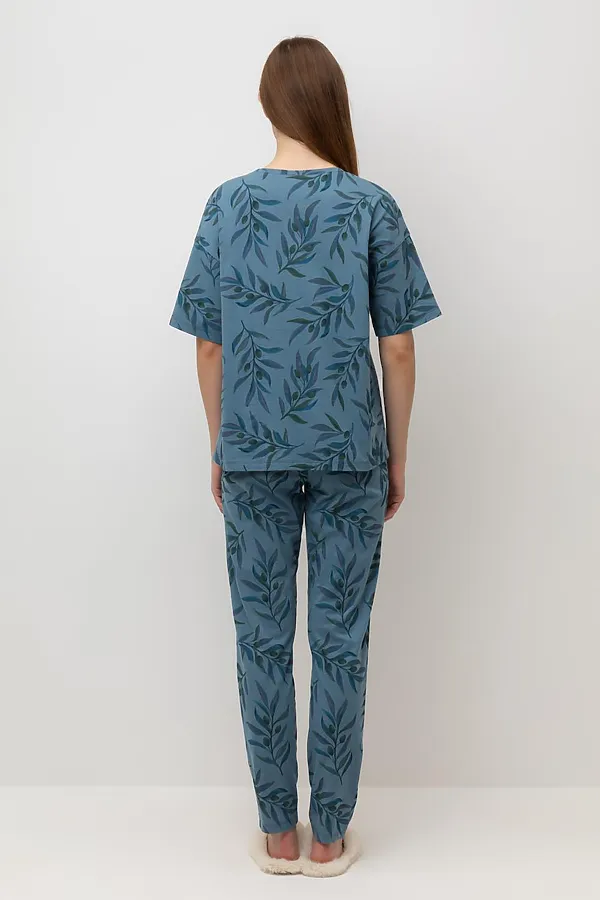 Пижама VERY NEAT, голубой мираж,оливковая ветвь - фото 2