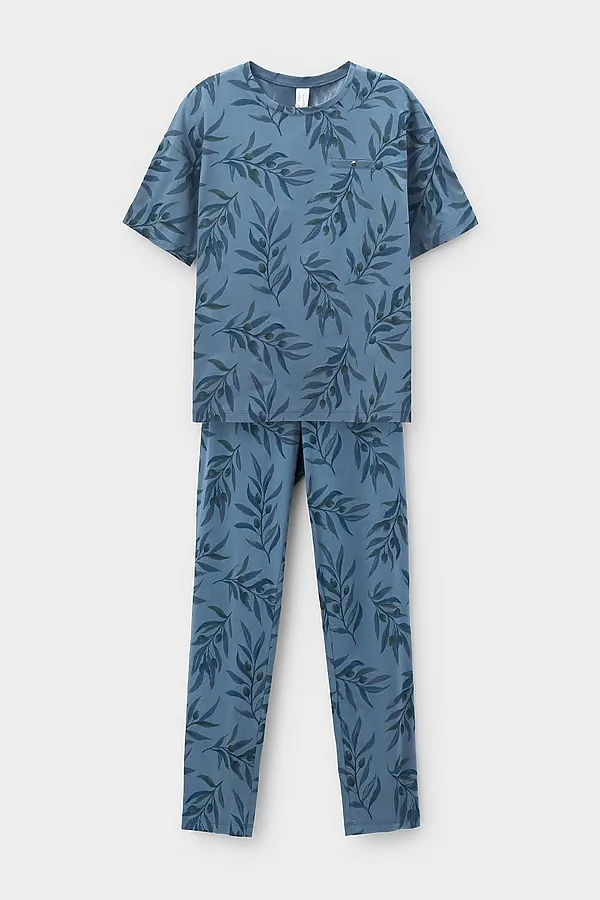 Пижама VERY NEAT, голубой мираж,оливковая ветвь - фото 2