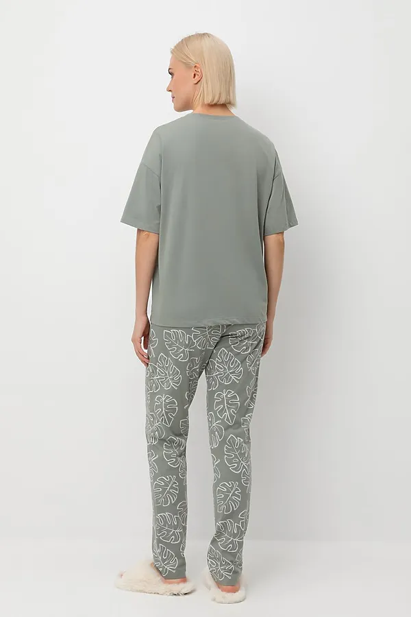Пижама VERY NEAT, зеленый чай,тропические листья - фото 2