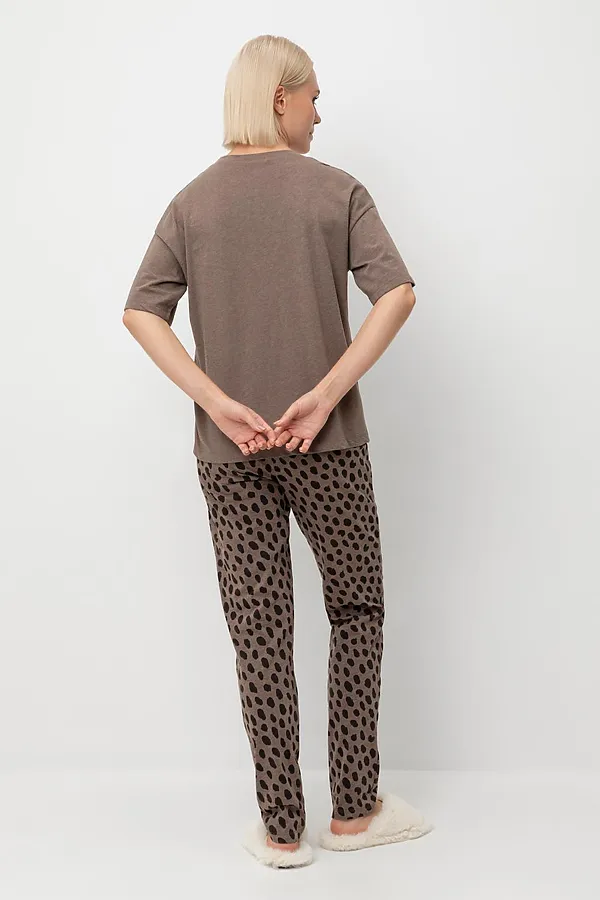 Пижама VERY NEAT, коричневый меланж,пятна сафари - фото 2