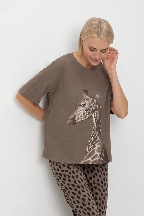 Пижама VERY NEAT, коричневый меланж,пятна сафари - фото 2