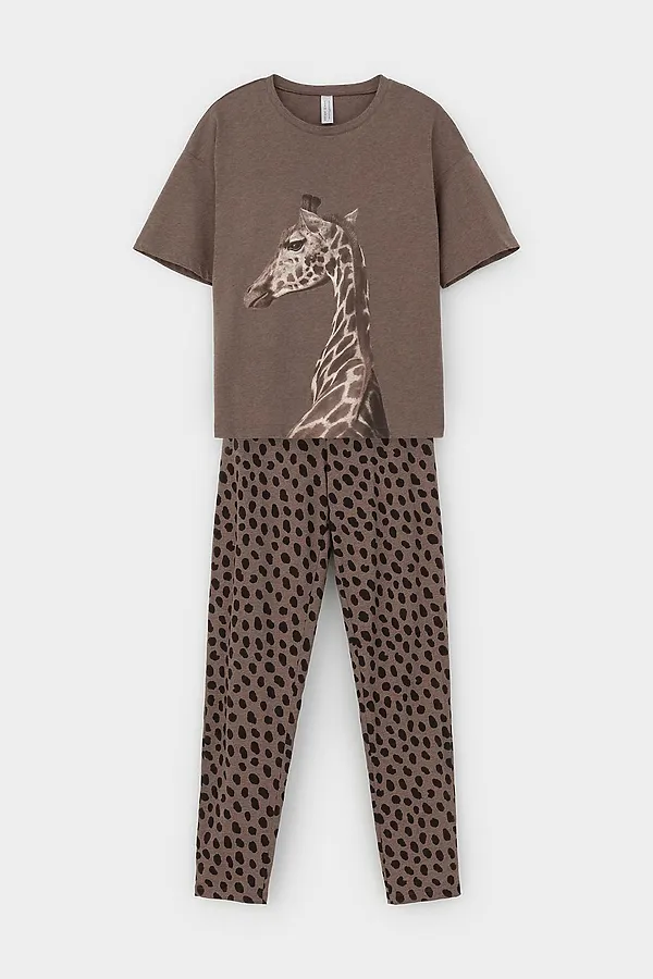 Пижама VERY NEAT, коричневый меланж,пятна сафари - фото 2