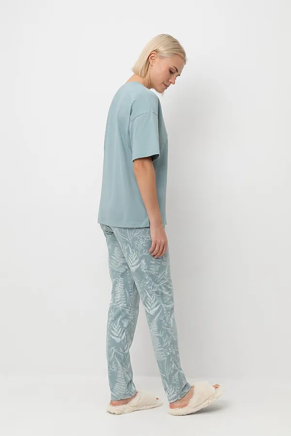 Пижама VERY NEAT, пыльно-голубой,лесной гербарий - фото 2