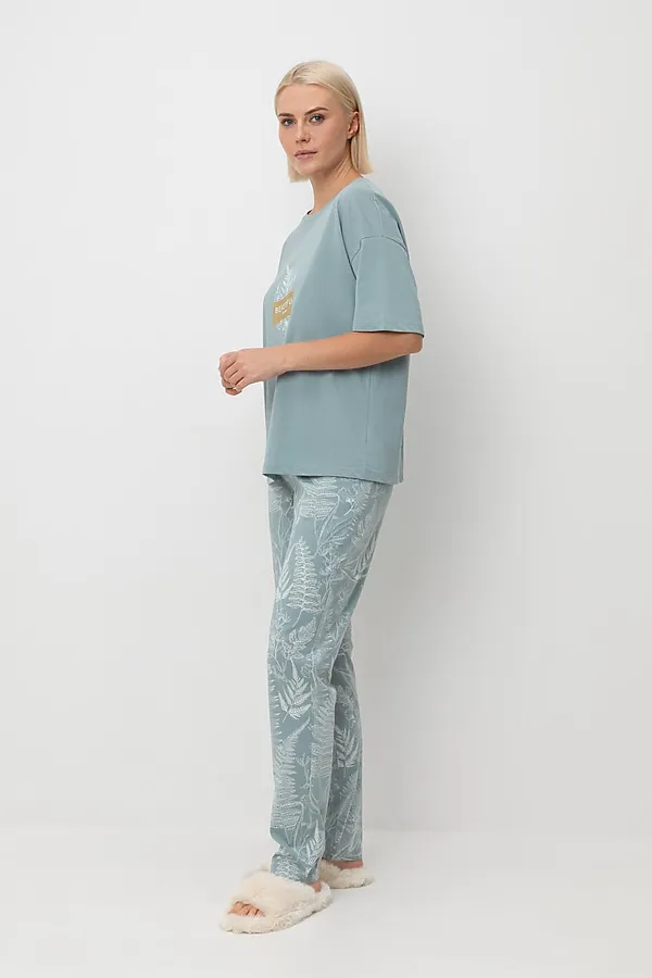 Пижама VERY NEAT, пыльно-голубой,лесной гербарий - фото 2