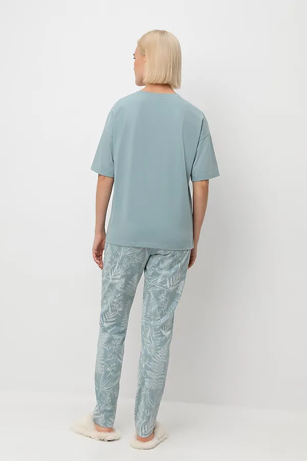 Пижама VERY NEAT, пыльно-голубой,лесной гербарий - фото 2