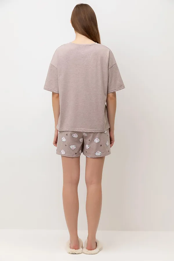 Пижама VERY NEAT, бежевый меланж,зайчата - фото 2