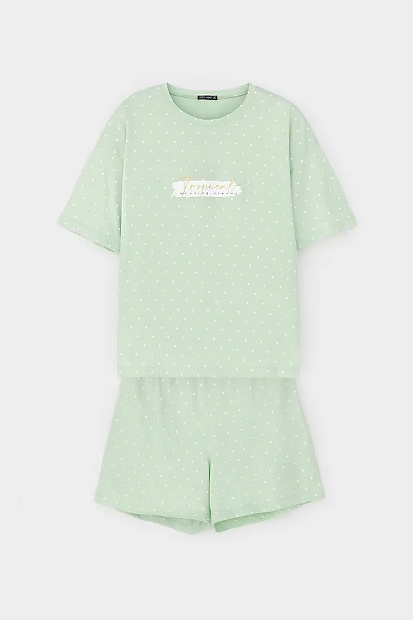 Пижама VERY NEAT, пастельно-зеленый,горошек - фото 2