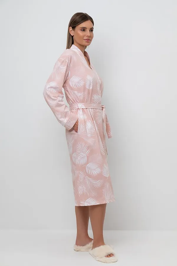 Халат VERY NEAT, дымчатая роза,листья пальмы - фото 2