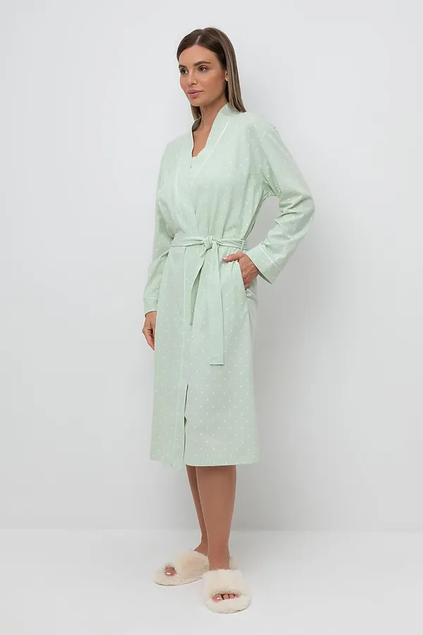 Халат VERY NEAT, пастельно-зеленый,горошек - фото 2