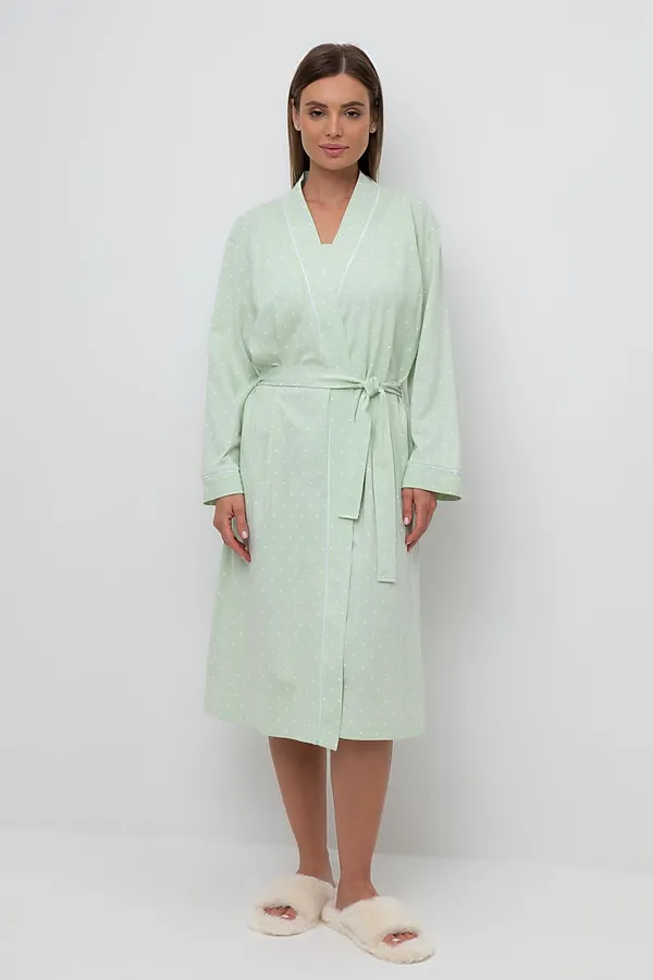 Халат VERY NEAT, пастельно-зеленый,горошек - фото 2