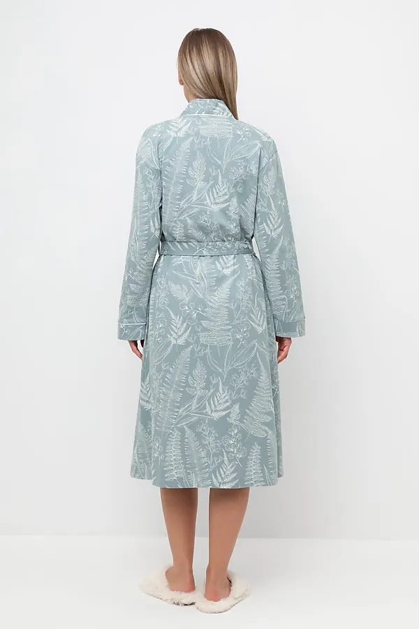 Халат VERY NEAT, пыльно-голубой,лесной гербарий - фото 2