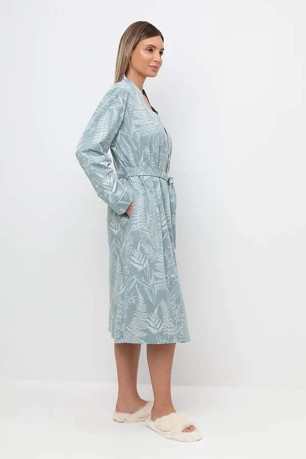 Халат VERY NEAT, пыльно-голубой,лесной гербарий - фото 2