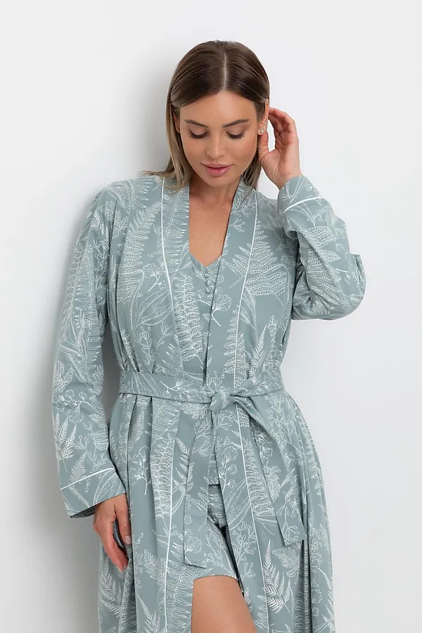 Халат VERY NEAT, пыльно-голубой,лесной гербарий - фото 2