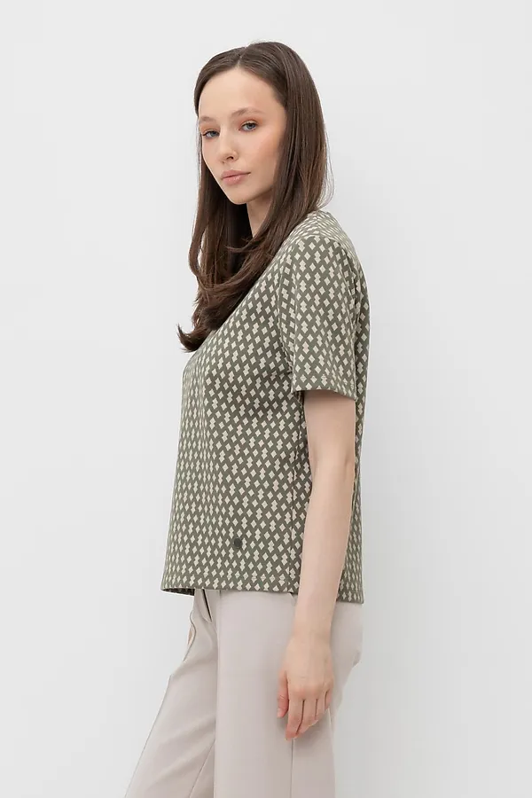 Футболка VERY NEAT, оливковый серый,ромбики - фото 2