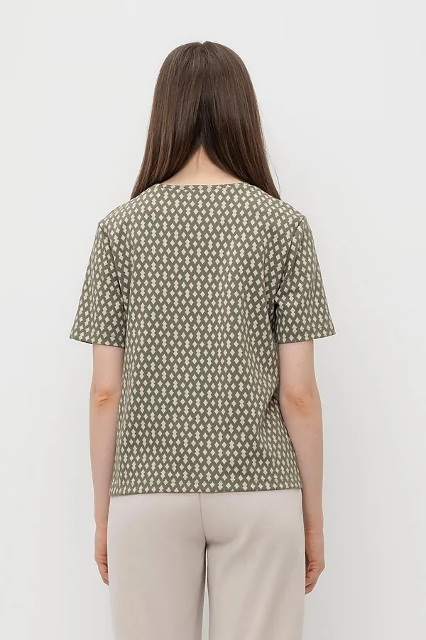 Футболка VERY NEAT, оливковый серый,ромбики - фото 2