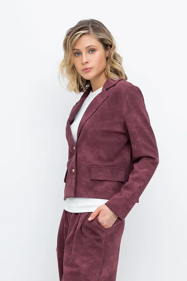 Жакет VERY NEAT, сливовое вино,эффект замши - фото 2