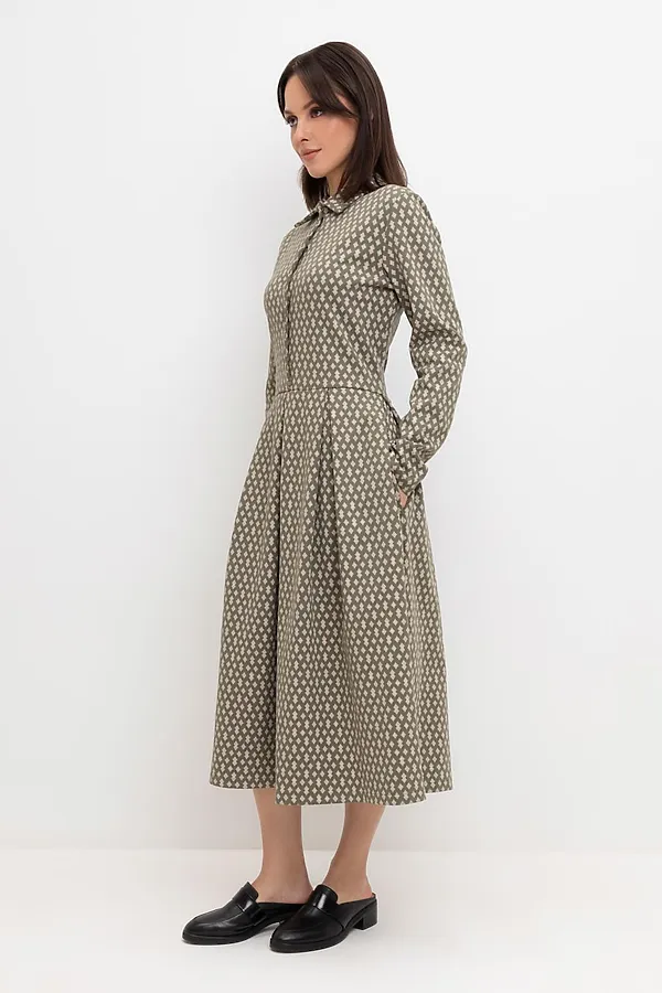 Платье VERY NEAT, оливковый серый,ромбики - фото 2