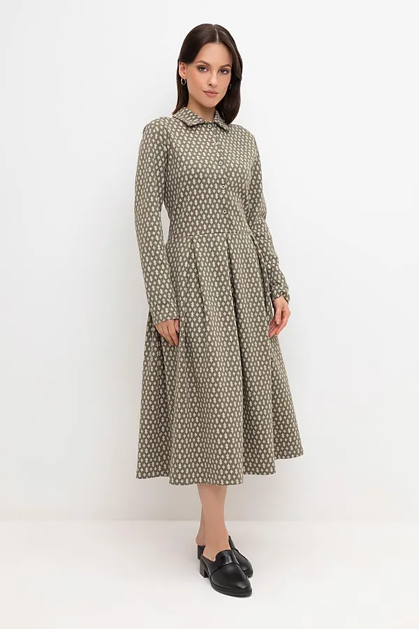 Платье VERY NEAT, оливковый серый,ромбики - фото 2