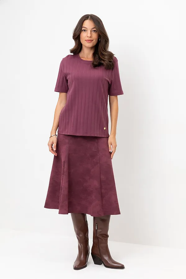 Юбка VERY NEAT, сливовое вино,эффект замши - фото 2