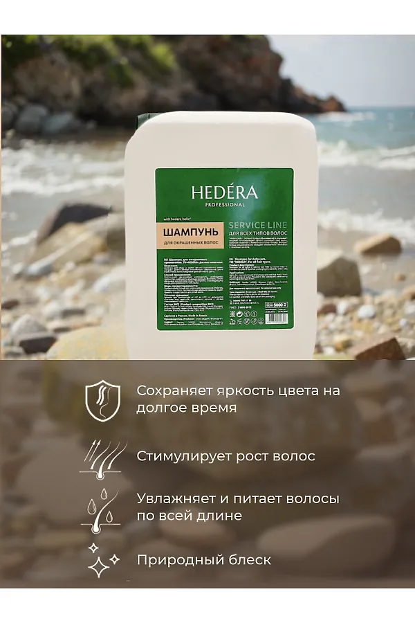 Hedera Professional Шампунь для окрашенных волос / Service Line, 5000 мл KRISTALLER, бесветный - фото 2