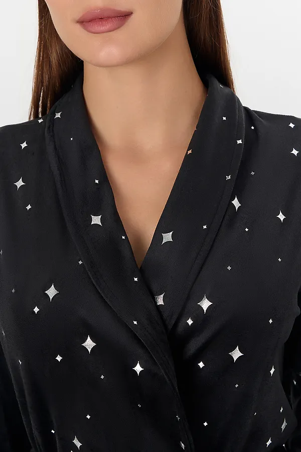 Халат MARK FORMELLE, звезды на черном - фото 2
