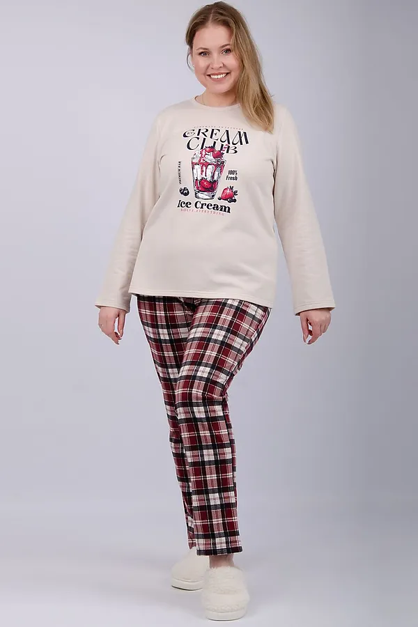 Пижама с брюками Десерт НАТАЛИ, бордовый - фото 2