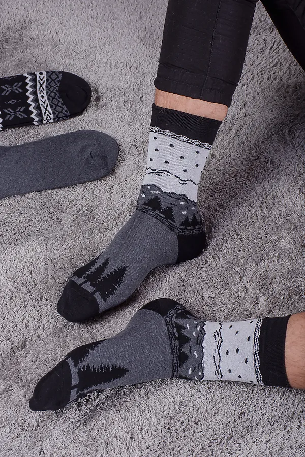Носки стандарт Финляндия (набор 3 пары) НАТАЛИ, серый. черный - фото 2