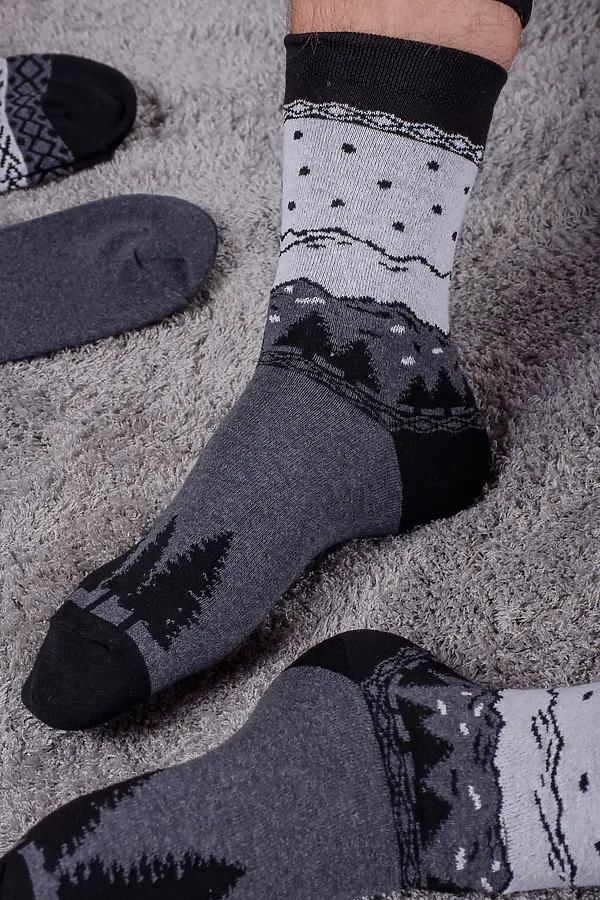 Носки стандарт Финляндия (набор 3 пары) НАТАЛИ, серый. черный - фото 2