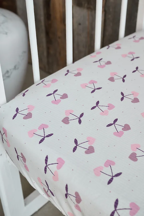 Простыня 120*60 для новорожденных НАТАЛИ, вишни - фото 2