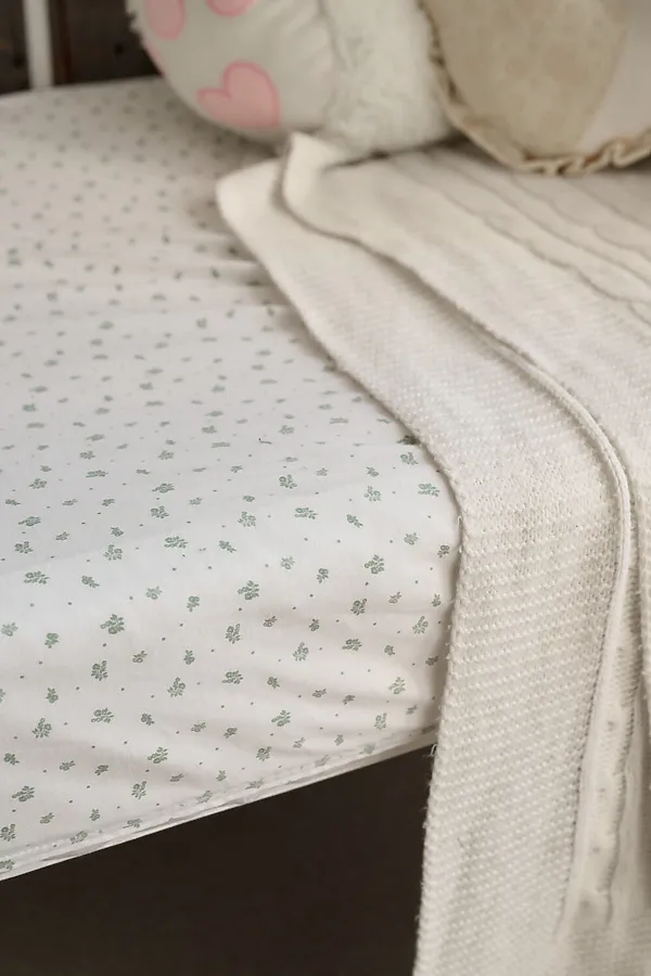 Простыня 120*60 для новорожденных НАТАЛИ, зеленые цветы - фото 2