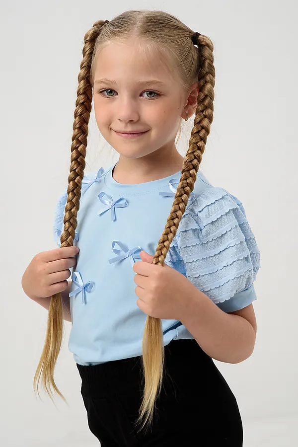 Блузка ЛЕЯ короткий рукав НАТАЛИ, голубой - фото 2