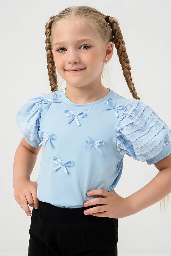 Блузка ЛЕЯ короткий рукав НАТАЛИ, голубой - фото 2