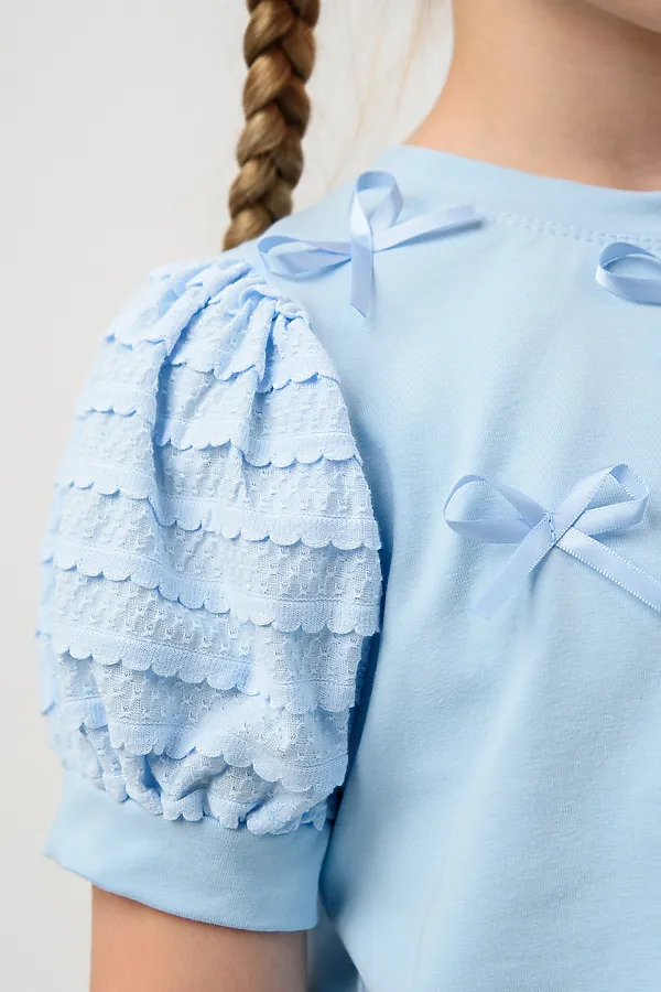 Блузка ЛЕЯ короткий рукав НАТАЛИ, голубой - фото 2