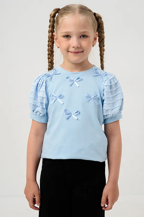 Блузка ЛЕЯ короткий рукав НАТАЛИ, голубой - фото 2