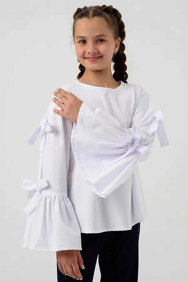 Блузка ЛОРА длинный рукав НАТАЛИ, белый - фото 2